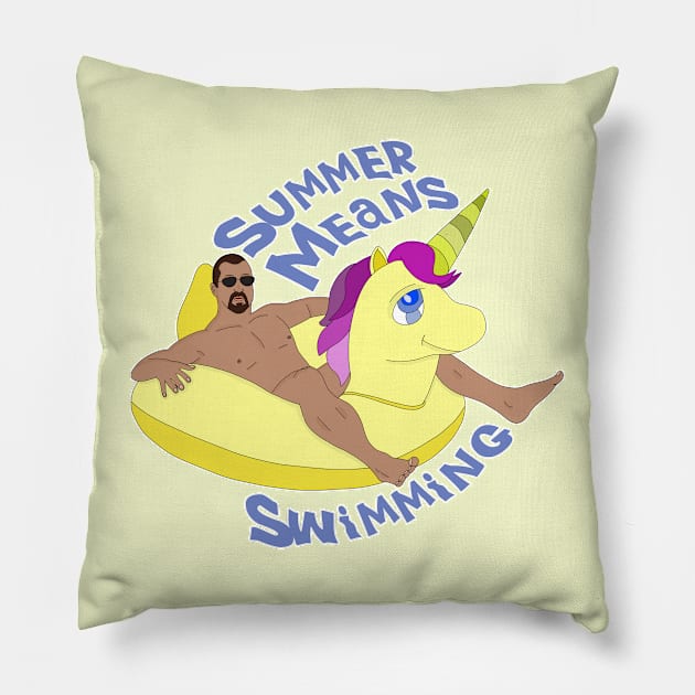 Summer Means Swimming Pillow by DiegoCarvalho