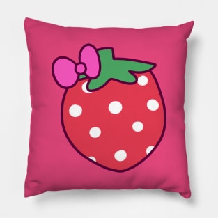 Pink Bow Strawberry Pillow