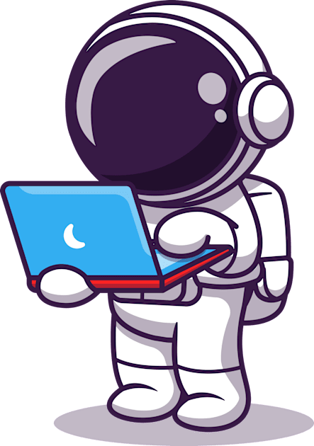 Cute Astronaut Working On Laptop (2) Kids T-Shirt by Catalyst Labs