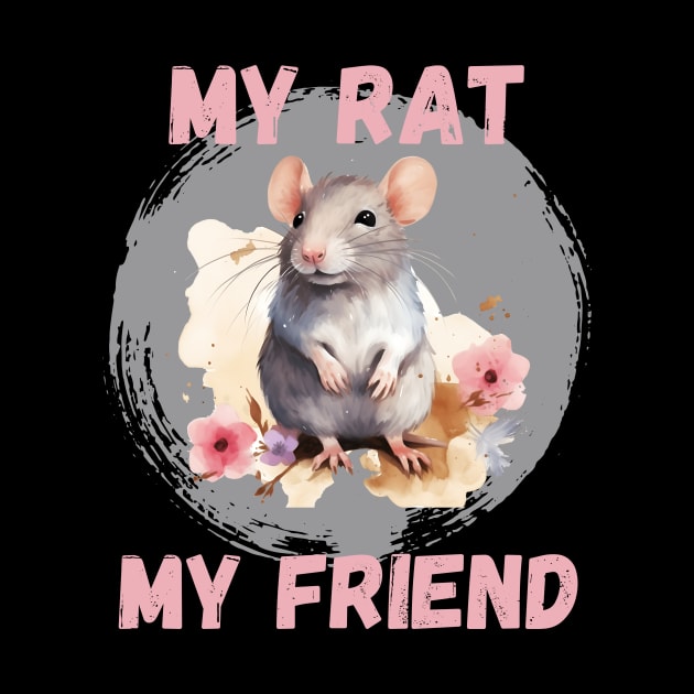 Watercolor Rat My Rat My Friend by LenaArt