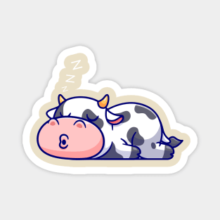 Cute Cow Sleeping Cartoon Magnet