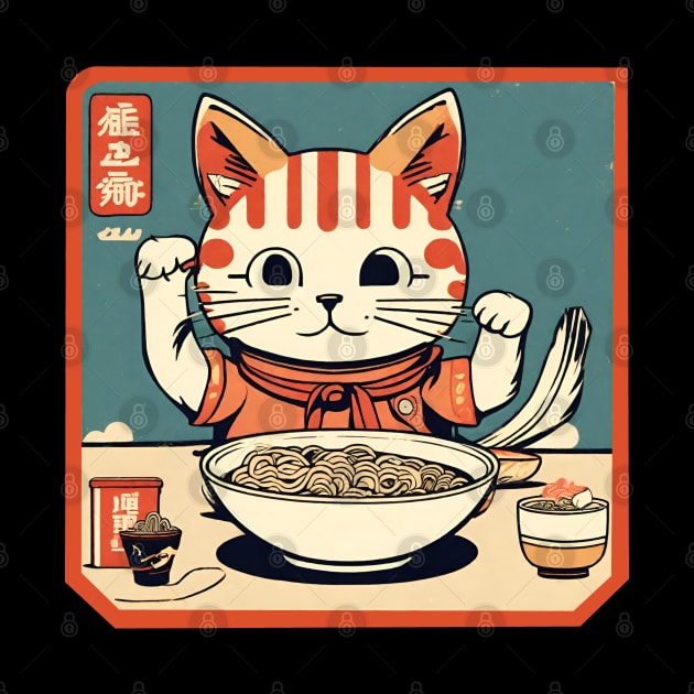 Cat eat ramen by Ilustradamus