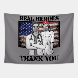 Real Heroes Wear masks when possible thank you nurses and  doctors Tapestry