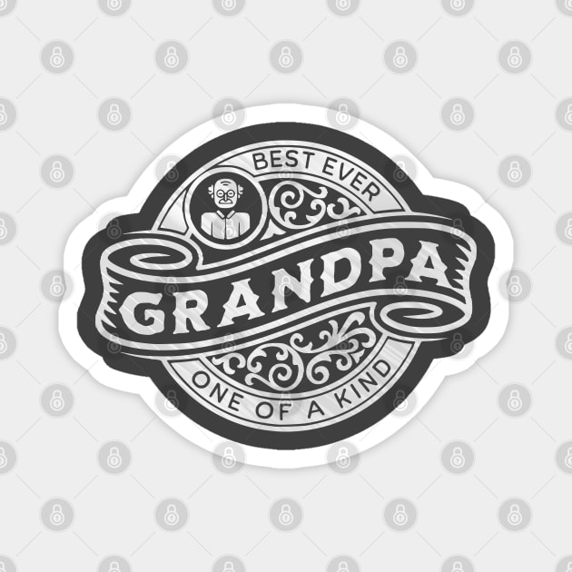 Grandpa Silver Vintage Sign Magnet by HolidayBug