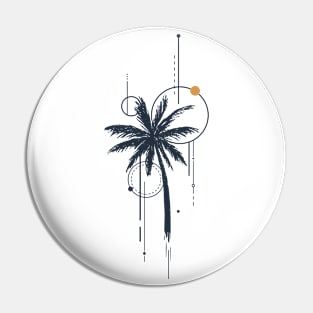 Palm. Tattoo. Geometric, Line Art Style Pin