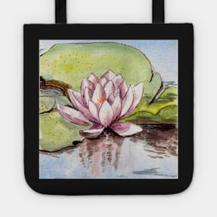 lotus zen pond watercolor painting Tote