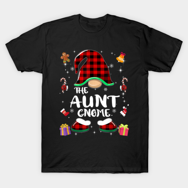 Discover Aunt Gnome Buffalo Plaid Red Matching Family Christmas - Aunt Gnome Buffalo Plaid Red Matching - T-Shirt