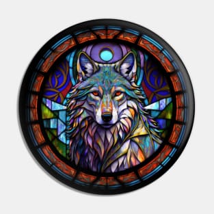 Majestic Tribal Wolf in Stained Glass Pin