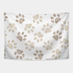 Light brown colored paw print Tapestry