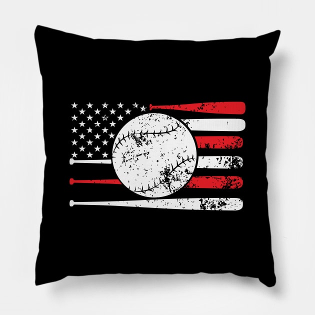 US Flag Baseball Proud and Patriotic Player Pillow by jonathanptk
