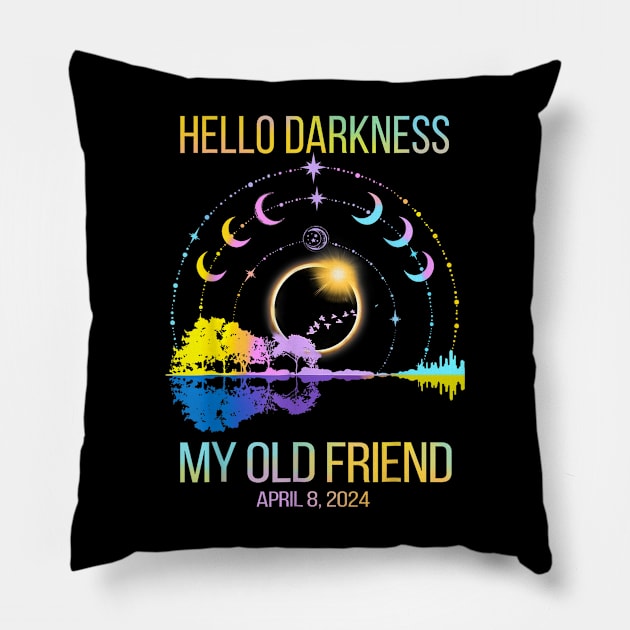 Hello Darkness My Old Friend Solar Eclipse April 08 2024 Pillow by lunacreat