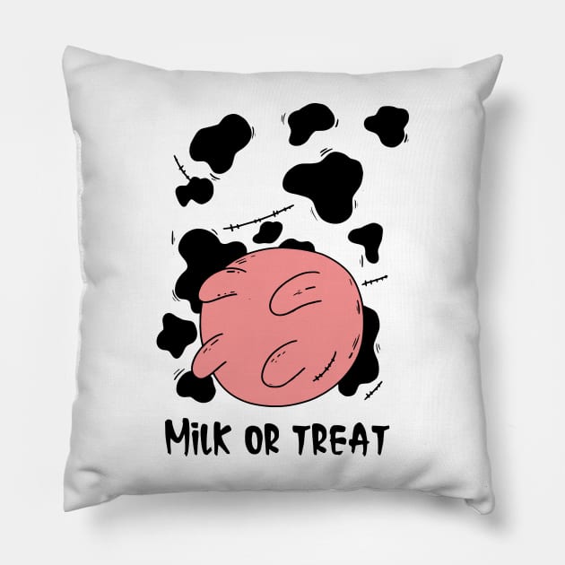 milk or treat cow halloween costume  for adults and kids Pillow by YOUNESS98