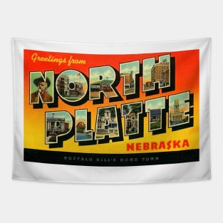 Greetings from North Platte, Nebraska - Vintage Large Letter Postcard Tapestry