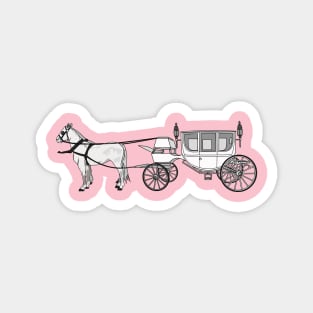 Wedding horse & carriage cartoon illustration Magnet