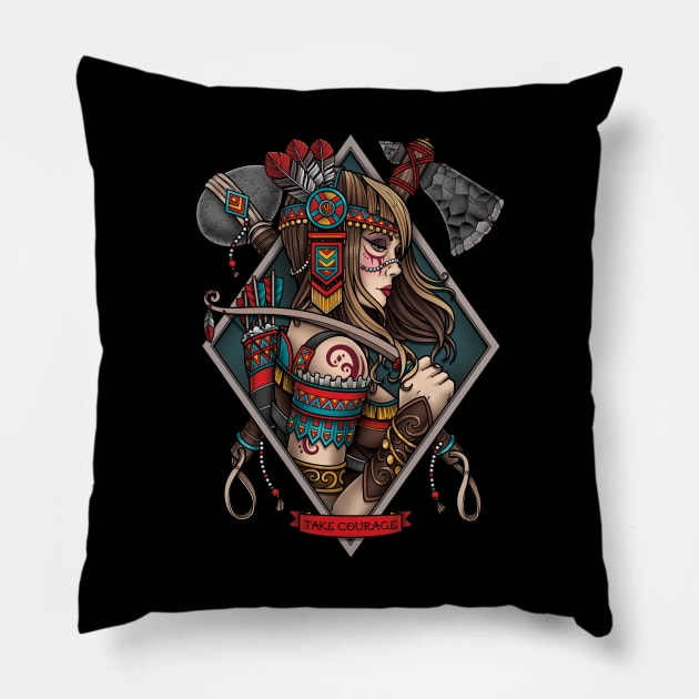 Take Courage Pillow by samphillipsillustration