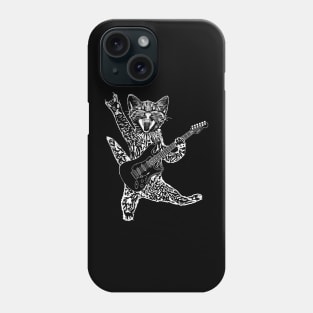 Cat Feline rock star gato playing an electric guitar rock and roll cat Phone Case