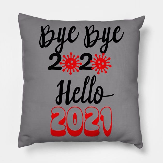 Bye Bye 2020 Hello 2021, Merry Christmas Happy New Year Gifts Pillow by artspot