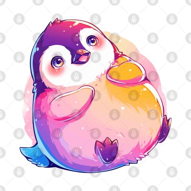 Happy baby penguin with vivid colors by etherElric