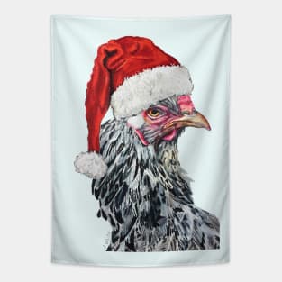 Dark Brahma Chicken Santa Tapestry