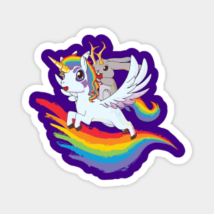 Jackalope on a Rainbow Unicorn Magnet