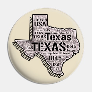 Texas Map Word Art Texas State Words Cloud Pin