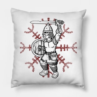 Viking  helm of awe warrior Pillow