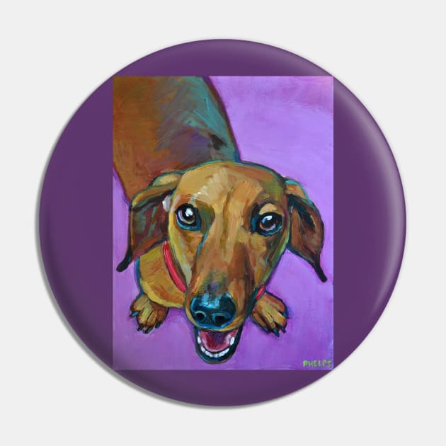 Cute SMILING DACHSHUND Pin by RobertPhelpsArt