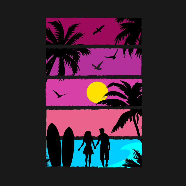 Retro Synthwave Inspired Beach Silhouette by Brobocop