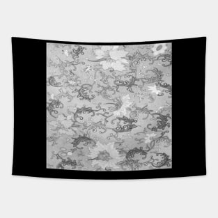 Painting White Over Black Abstract Line Art Flower Pattern Photography Long Tapestry