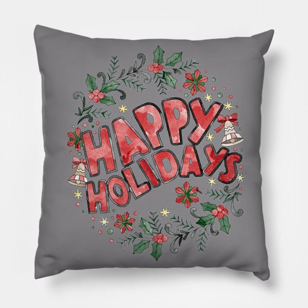 Happy holidays Pillow by Pau Ba