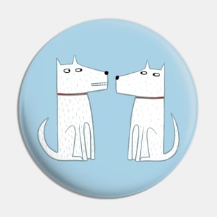 Two White Dogs Pin