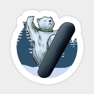 Polar bear as Snowboarder with Snowboard Magnet