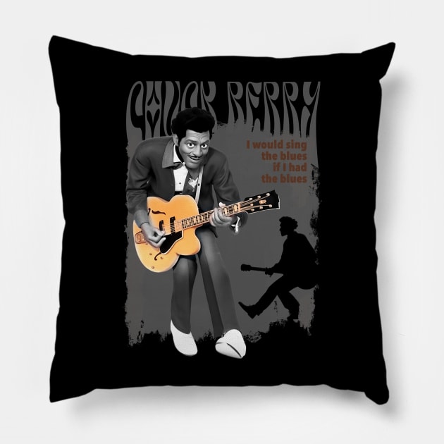 Chuck Berry cartoon Pillow by BAJAJU