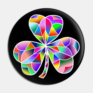 Lucky Stain Glass Rainbow Irish Clover Pin