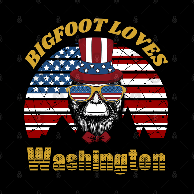 Bigfoot loves America and Washington by Scovel Design Shop