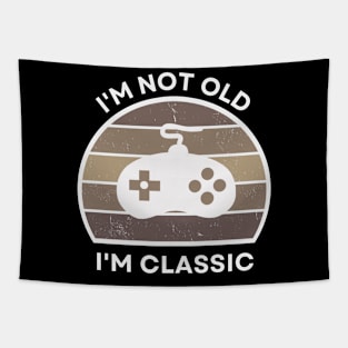 I'm not old, I'm Classic | Game Controller | Retro Hardware | Sepia | Vintage Sunset | '80s '90s Video Gaming Tapestry