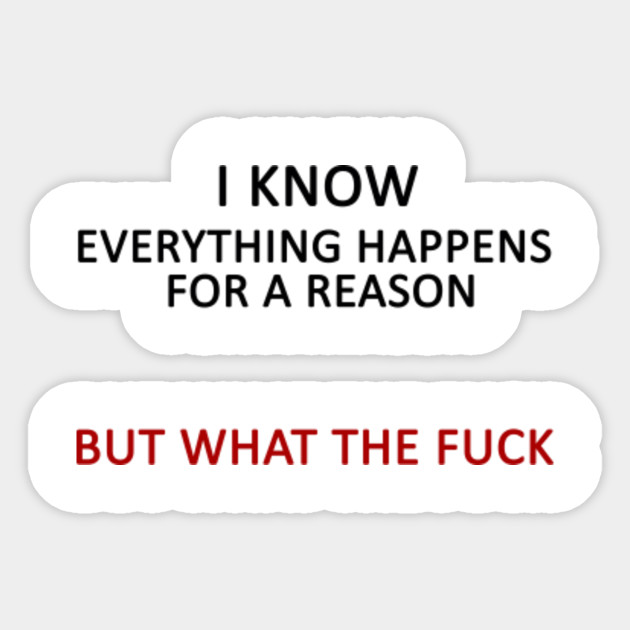 I Know Everything Happens For A Reason But What The Fuck I Know