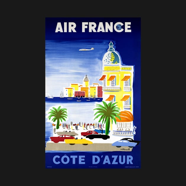 Vintage Travel Poster Air France Cote d'Azur by vintagetreasure