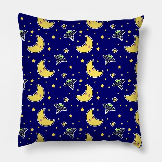 UFO Star and Moon Pattern Pillow by saradaboru