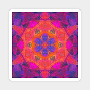 Mosaic Mandala Flower Purple Orange and Pink Magnet