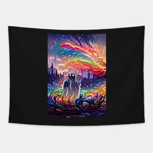 SURREAL RAINBOW GHOST ON HALLOWEEN Tapestry