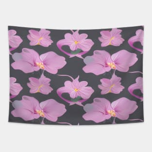 Light pink floral pattern with dark grey background Tapestry