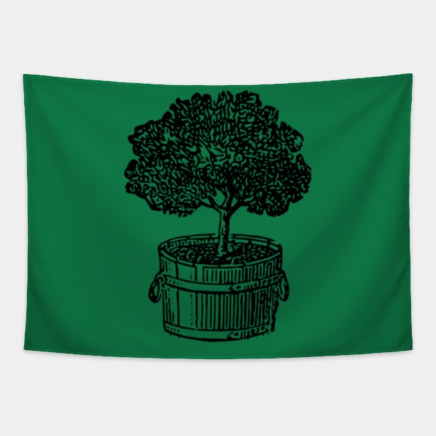 Tree in a Barrel Vintage Graphic Tapestry by penandinkdesign@hotmail.com