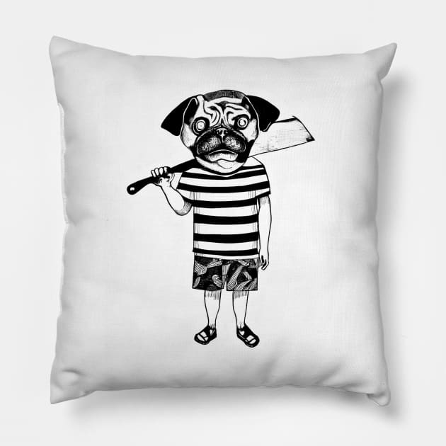 Pugsley the Pug Cleaving Time Pillow by TheWanderingFools