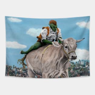 Goblin Rider Ox Racing Fantasy Image Tapestry