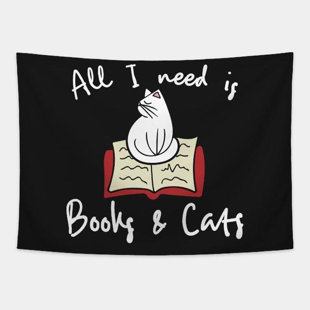 All I need is books and cats Tapestry by bubbsnugg