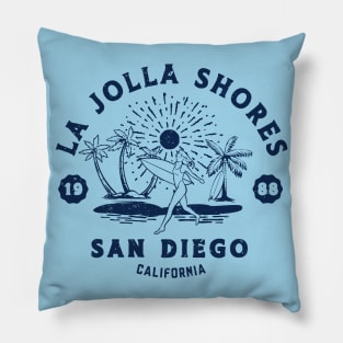 Vintage La Jolla Shores Beach Surfing // Retro California Beach San Diego 1988 Pillow