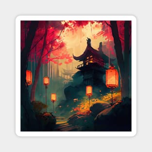 Path to the forest lantern Magnet