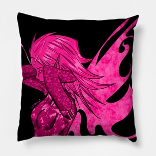 red rose crimson zentangle fairy girl in ecopop arts Pillow