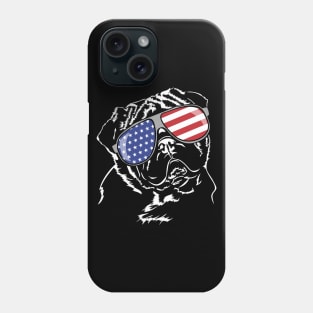 Proud Pug American Flag sunglasses patriotic dog Phone Case